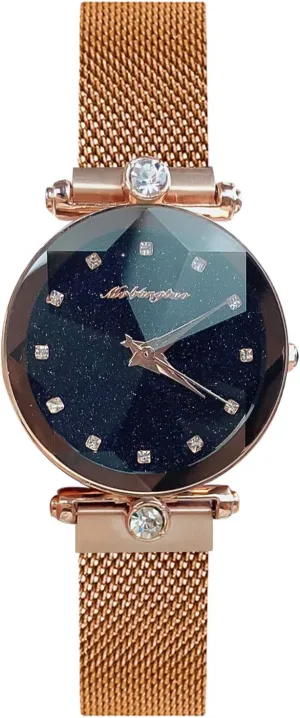 Magnetic Mesh Band Starry Sky baffle Dial Simulated Diamond Wrist Watches RORIOS Fashion Analogue Quartz Ladies Watches 
