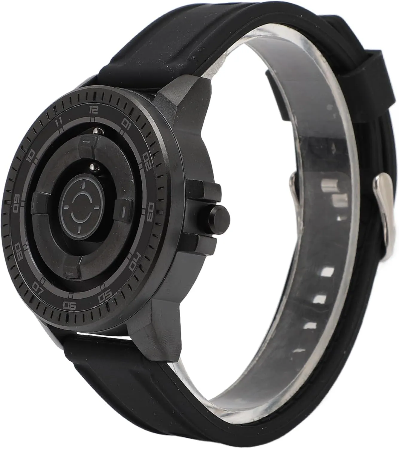 Magnetic Suspension Watch Scratch Accurate Unisex with Black Shell for Daily Life for Couples (Black Circle) Magnetic ax balcony breathtaking tablet dynamic mouth Watch, Mirror 