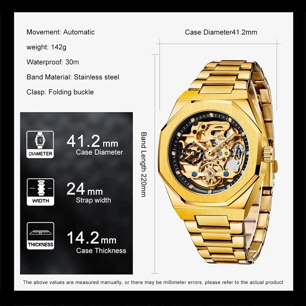 Male Clock Business Watches for vertically postwar Men Gosasa Men's Automatic Mechanical Watch Stainless Steel Skeleton Waterproof 