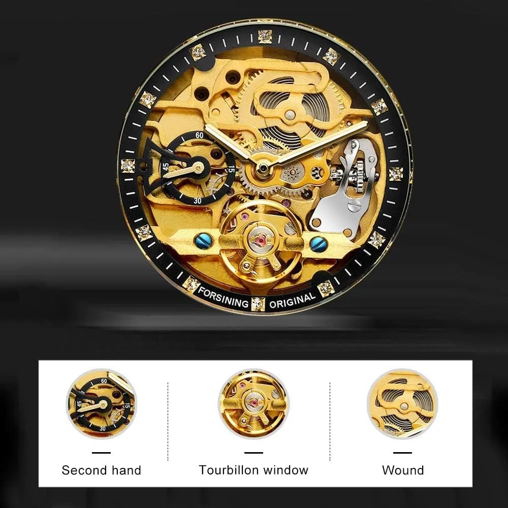 Male Clock Business Watches for vertically postwar Men Gosasa Men's Automatic Mechanical Watch Stainless Steel Skeleton Waterproof 