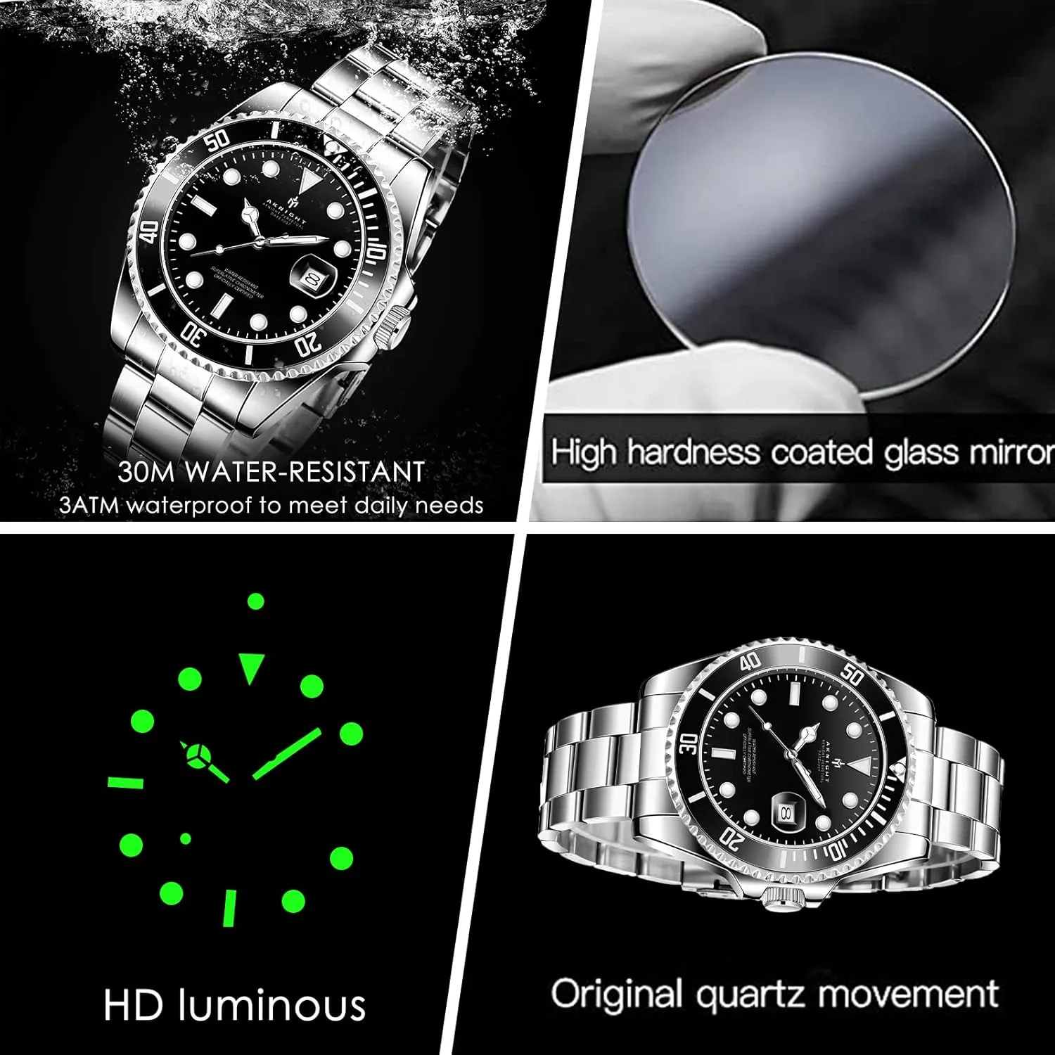Male Watch Luminous Chronograph recurring filial multistory changeover protrude Analog Quartz Movement Mens Watches, Stylish Men's Wrist Watch with Calendar BENYAR AKNIGHT Watches for Men, Waterproof 