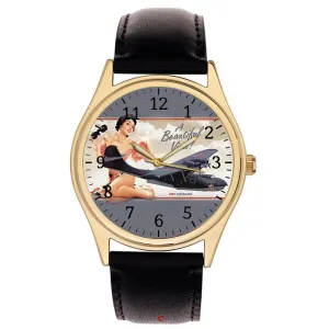 mandate ?C Vintage WWII Aircraft Motif with Historic Military Aviation Theme ?C Blue and White Dial in Solid Brass Case Consolidated PBY Catalina Seaplane Watch Dial 