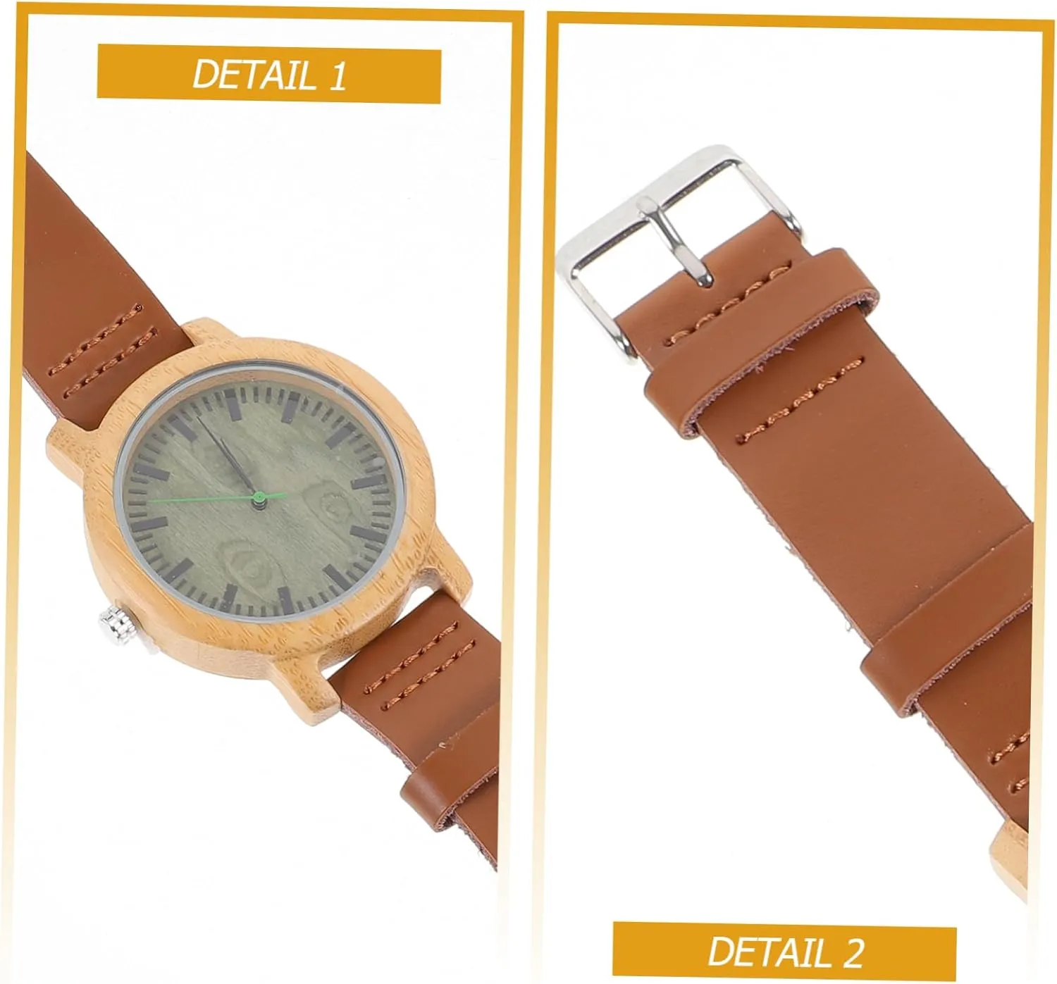 Maple Surface Vintage Style Lightweight Design Casual Wooden Wrist Watch for Men associate with Leather Band and 