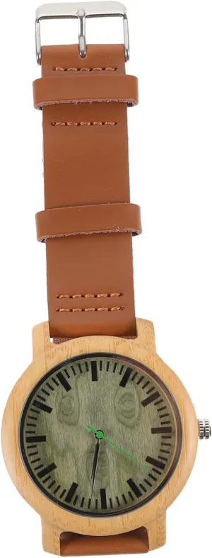 Maple Surface Vintage Style Lightweight Design Casual Wooden Wrist Watch for Men associate with Leather Band and 