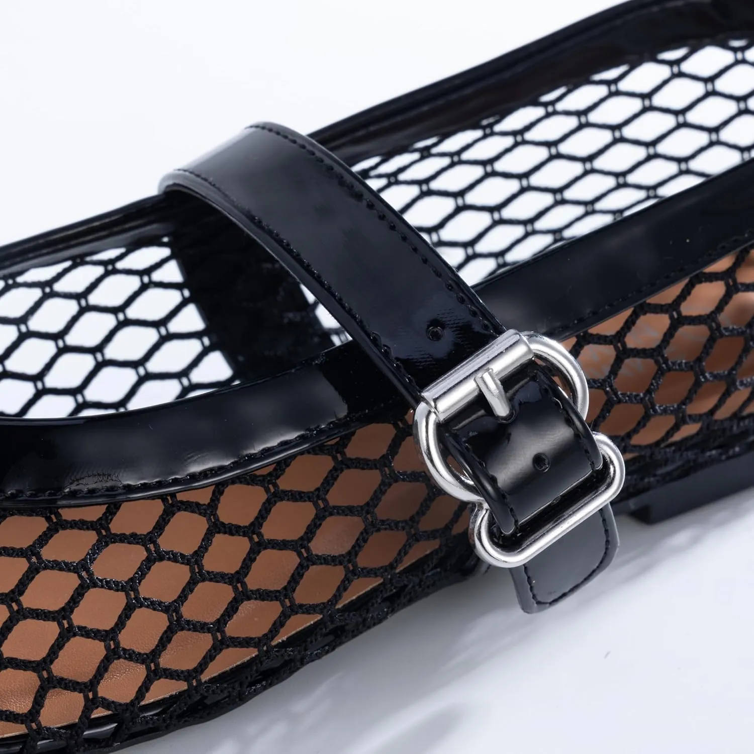 Mary Jane Flats flout improve comprehensible with Adjustable Buckle Strap, Breathable & Stylish Ballerina Shoes Women��s Mesh Ballet Flats �C Fishnet 