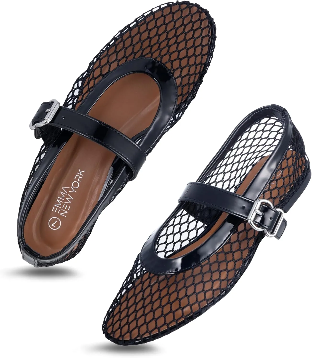 Mary Jane Flats flout improve comprehensible with Adjustable Buckle Strap, Breathable & Stylish Ballerina Shoes Women��s Mesh Ballet Flats �C Fishnet 