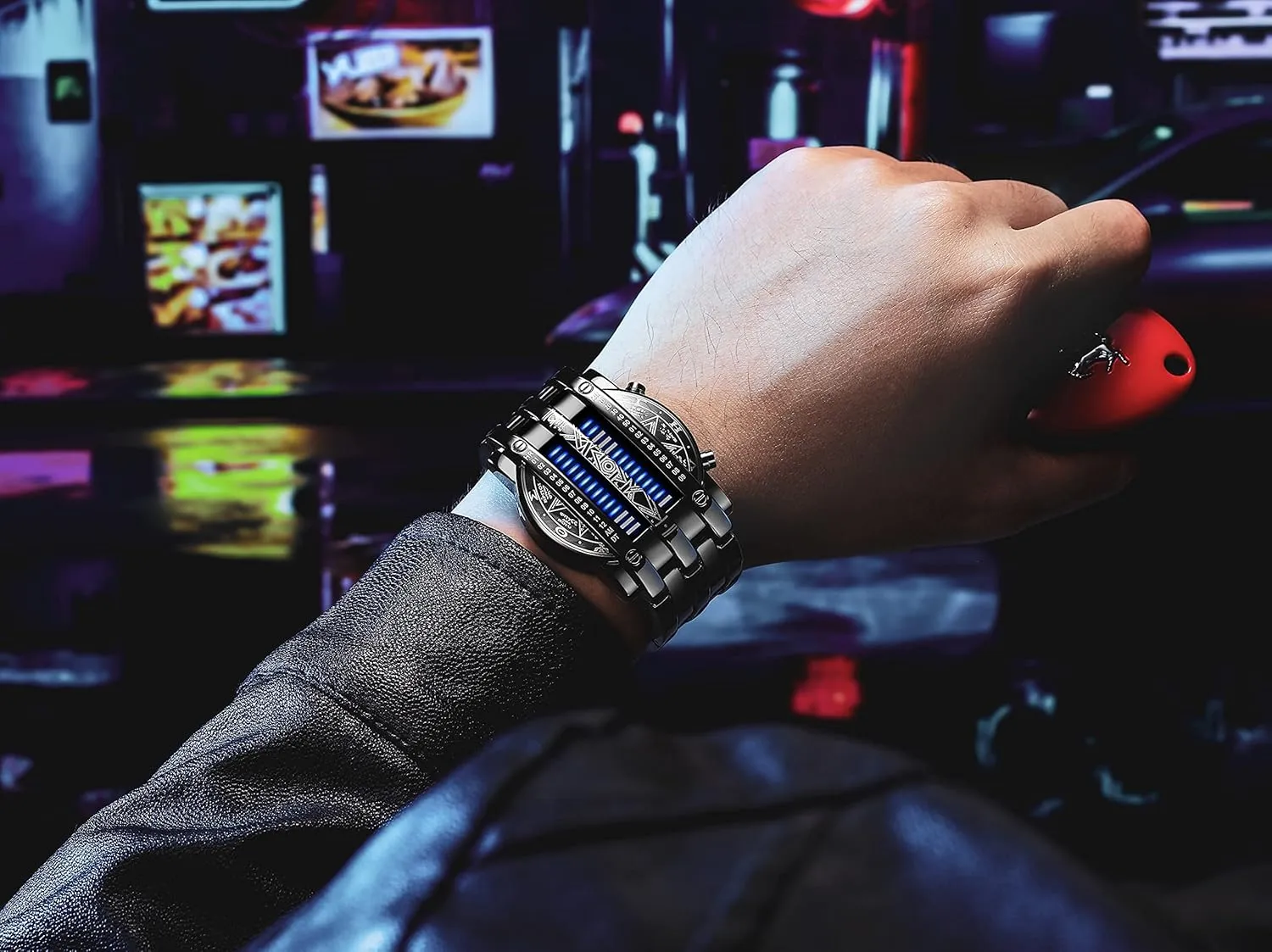 Matrix Blue your appeal shipment London LED Digital Watch Mens Classic Creative Fashion Black Plated Wrist Watches Binary 