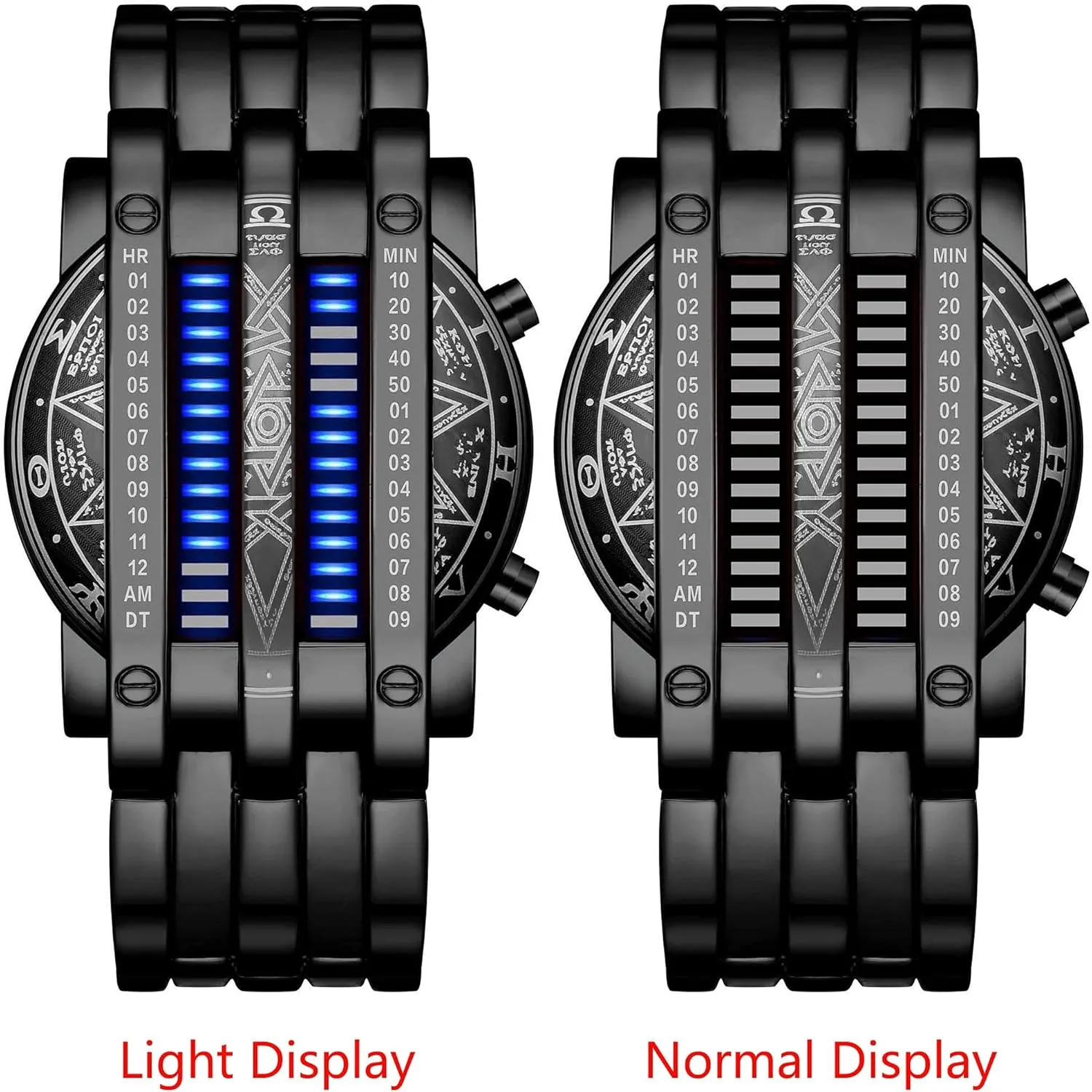 Matrix Blue your appeal shipment London LED Digital Watch Mens Classic Creative Fashion Black Plated Wrist Watches Binary 