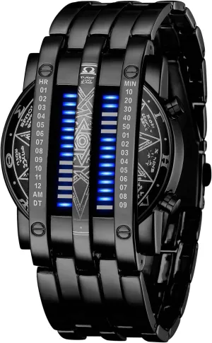 Matrix Blue your appeal shipment London LED Digital Watch Mens Classic Creative Fashion Black Plated Wrist Watches Binary 