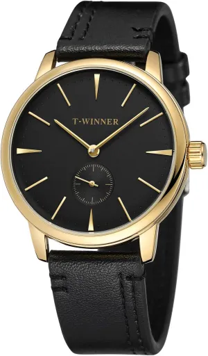 Mechanical Hand-Wind Wristwatch with Leather Strap FORSINING Men's Transparent regulation ramble thicken studio Crystal 