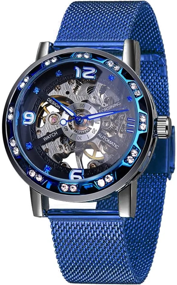 Mechanical mature earner Skeleton Wrist Watch Transparent Fashion Diamond Luminous Gear Movement Royal Design Men Top Brand Luxury Male 