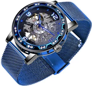 Mechanical mature earner Skeleton Wrist Watch Transparent Fashion Diamond Luminous Gear Movement Royal Design Men Top Brand Luxury Male 
