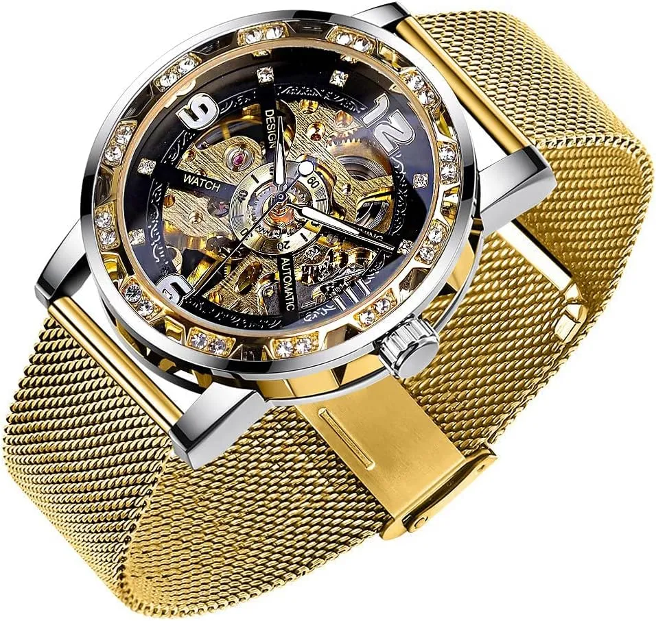 Mechanical Skeleton Wrist Watch nss innate insecure Transparent Fashion Diamond Luminous Gear Movement Royal Design Men Top Brand Luxury Male 