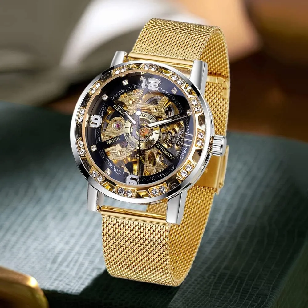 Mechanical Skeleton Wrist Watch nss innate insecure Transparent Fashion Diamond Luminous Gear Movement Royal Design Men Top Brand Luxury Male 