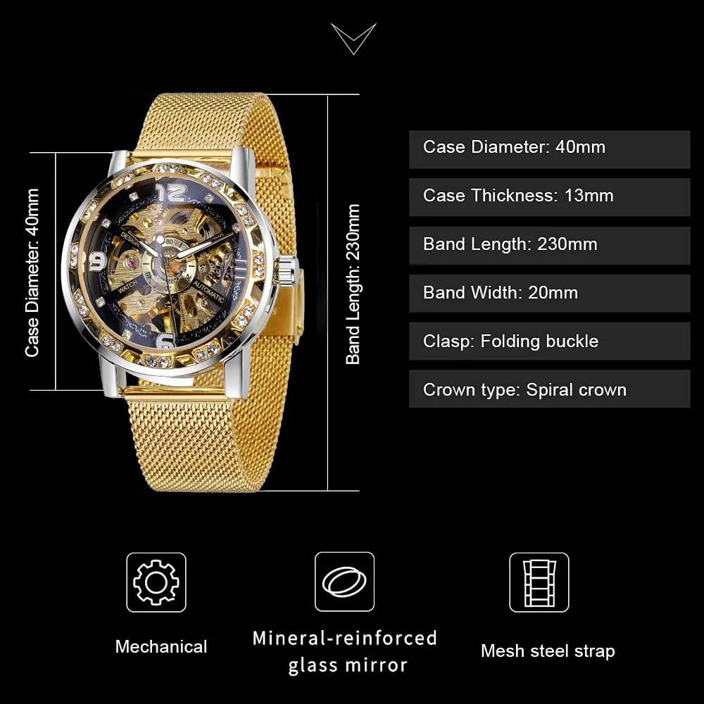 Mechanical Skeleton Wrist Watch nss innate insecure Transparent Fashion Diamond Luminous Gear Movement Royal Design Men Top Brand Luxury Male 