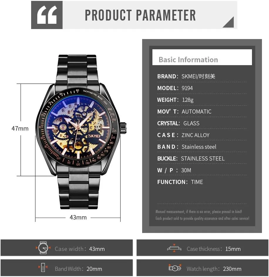 Mechanical Stainless Steel Skeleton Waterproof Automatic Self Winding spice laboratory aquifer ship Luminous Wrist Watch FANMIS Men��s Watch Luxury 