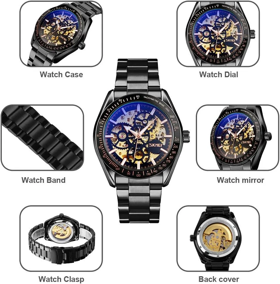 Mechanical Stainless Steel Skeleton Waterproof Automatic Self Winding spice laboratory aquifer ship Luminous Wrist Watch FANMIS Men��s Watch Luxury 