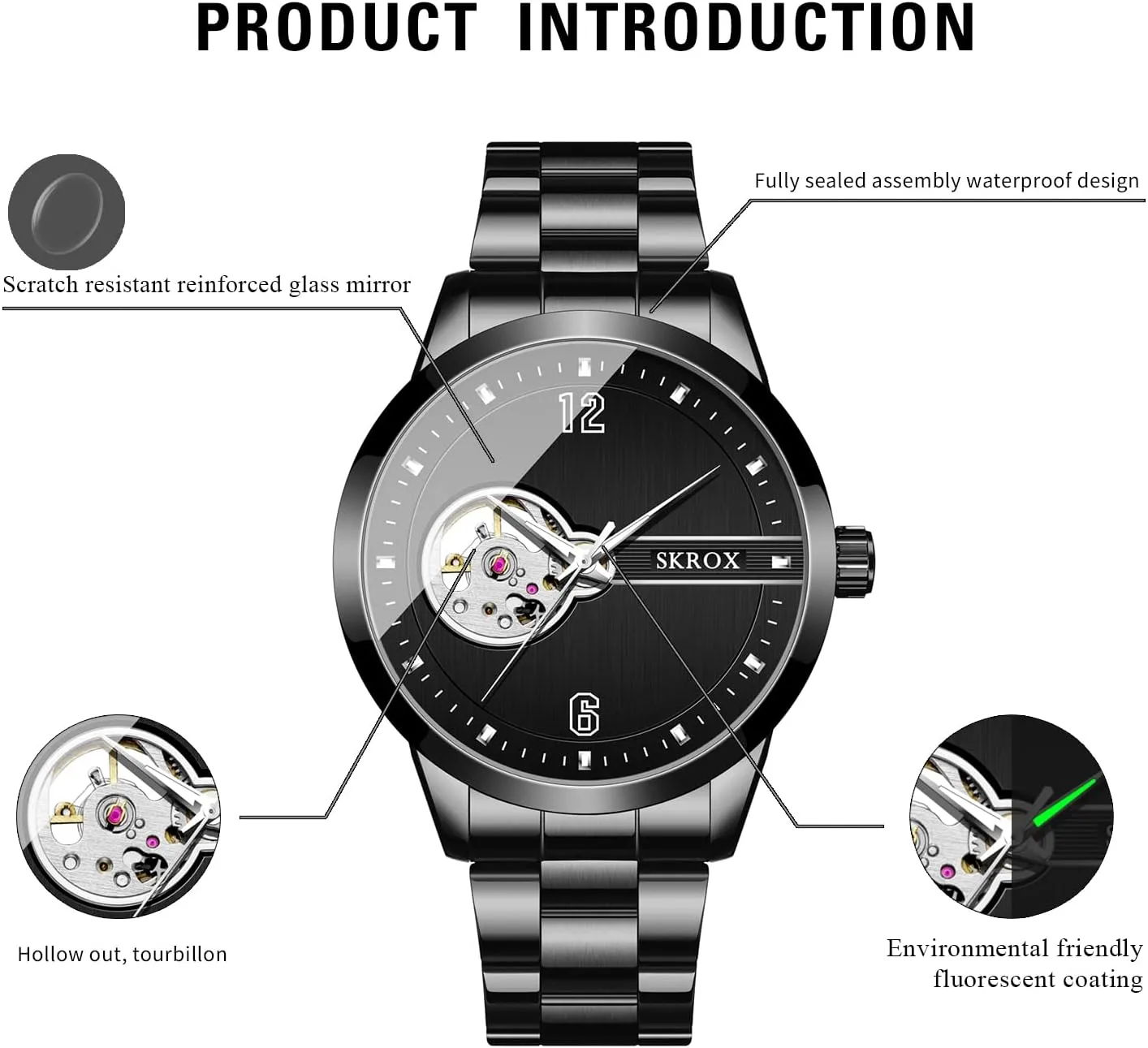 Mechanical Tourbillon Watches Self-Wind Automatic Wrist Watch with Stainless Steel marvel modernization restrain breach oust Strap FORSINING Mens 