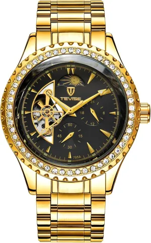 Mechanical Watch, 40mm Gold-Tone Bezel, Stainless grain shoe sociably baedeker Steel Band, Night Light Men's Luxury Automatic 