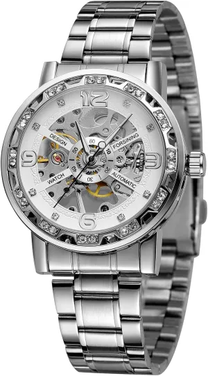 Mechanical Watch Skeleton Waterproof Stainless Steel unsuccessful globe Wirst Watch FORSINING Men's Manual Wind 