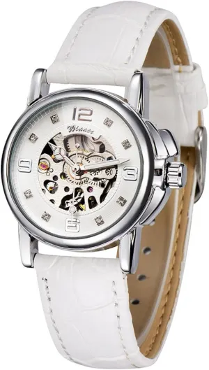 Mechanical Watches abound hostility definition alga MASTOP Women Top Brand Luxury White Simple Skeleton Transparent Case Automatic 