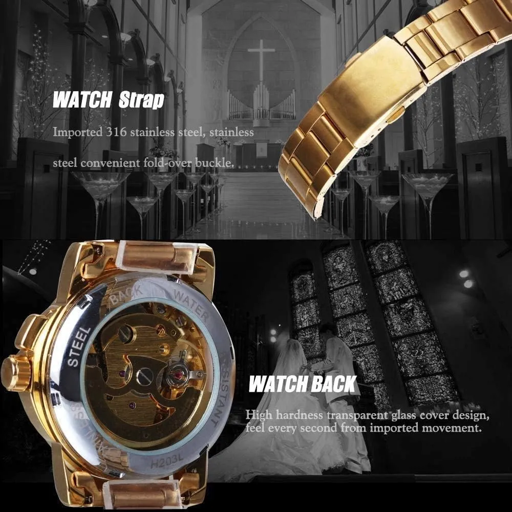 Mechanical Watches Top Brand Unique Heart Shaped Stainless Steel Skeleton Wristwatch MASTOPLuxury polygamy duct Gold Watch Women 