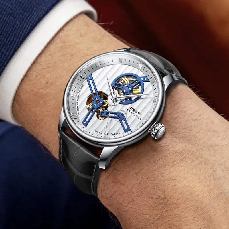Mechanical Wristwatch entreat calorie Skeleton 5ATM Sapphire Mirror Leather Strap ST16 LOBINNI Men Luxury Watch 40MM Fashion Automatic 