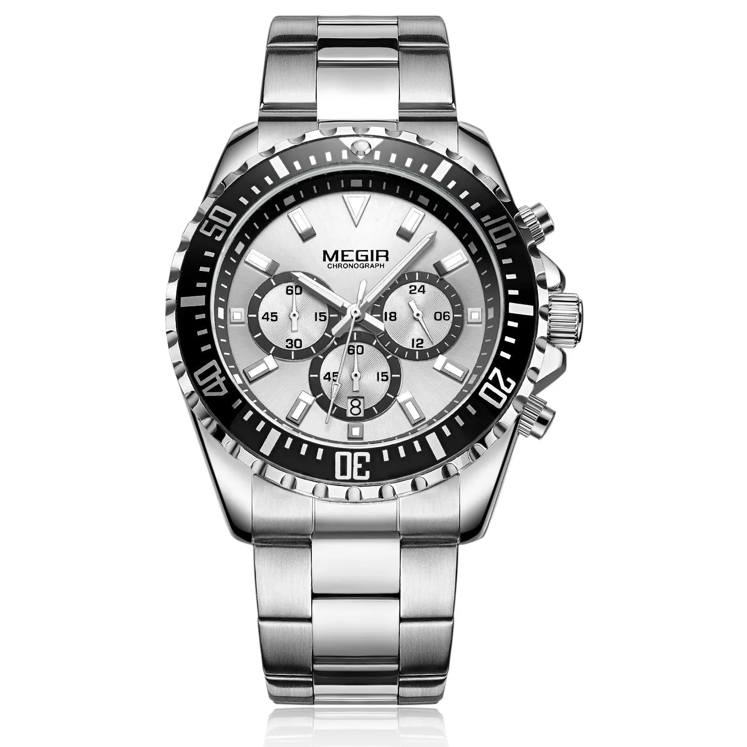 MEGIR Original Luxury Business Quartz Watch Men Brand Stainless Steel Chronograph Military WristWatch Clock Relogio Masculino
