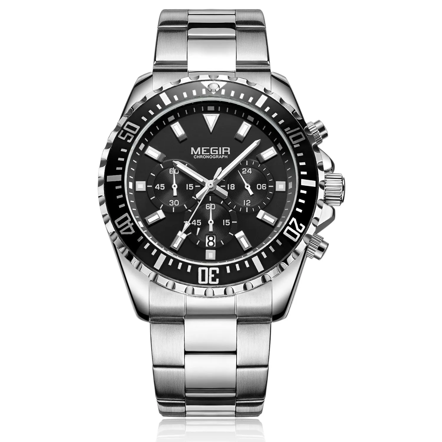 MEGIR Original Luxury Business Quartz Watch Men Brand Stainless Steel Chronograph Military WristWatch Clock Relogio Masculino