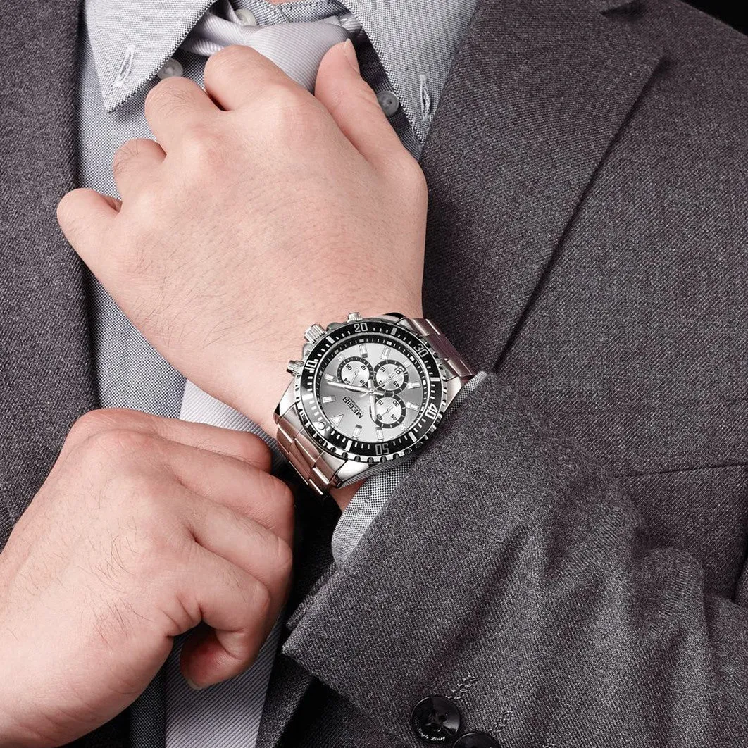 MEGIR Original Luxury Business Quartz Watch Men Brand Stainless Steel Chronograph Military WristWatch Clock Relogio Masculino