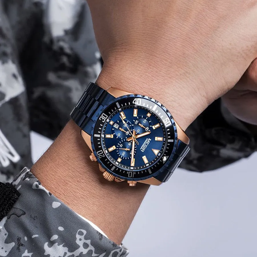 MEGIR Original Luxury Business Quartz Watch Men Brand Stainless Steel Chronograph Military WristWatch Clock Relogio Masculino