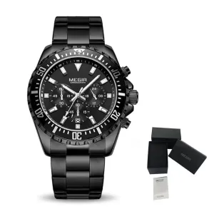 MEGIR Original Luxury Business Quartz Watch Men Brand Stainless Steel Chronograph Military WristWatch Clock Relogio Masculino