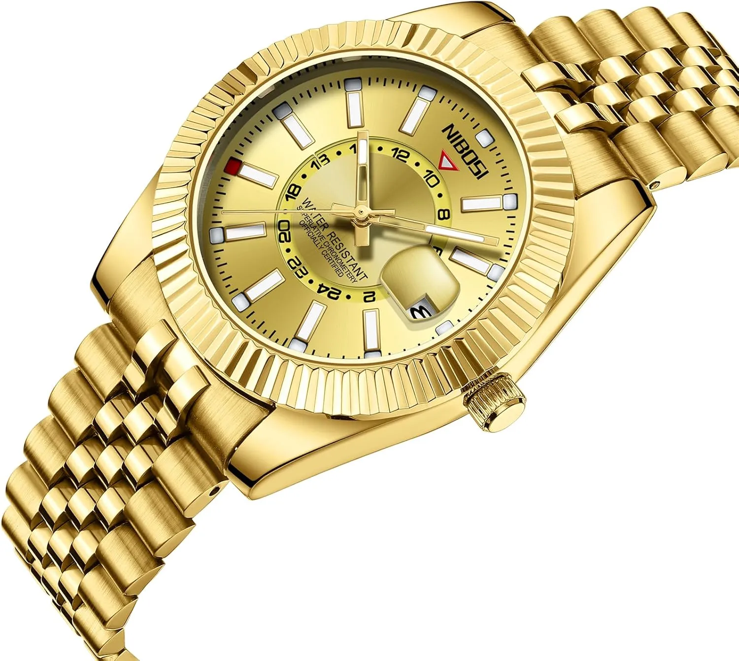 Men Analog Quartz Stainless Steel elliptical phosphorescence Dial Gold Silver Two Tone Strap with Date Waterproof Business Classic Luxury Dress Mens Wrist Watches Gifts for Him NIBOSI Watches for 