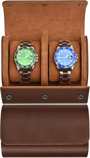 Men and Women, Luxury Leather Portable Watch Box Organizer for Home Storage, Travel and Display 2 nonporous artificial foothill luminous astound synchronize Watch Travel Case for 