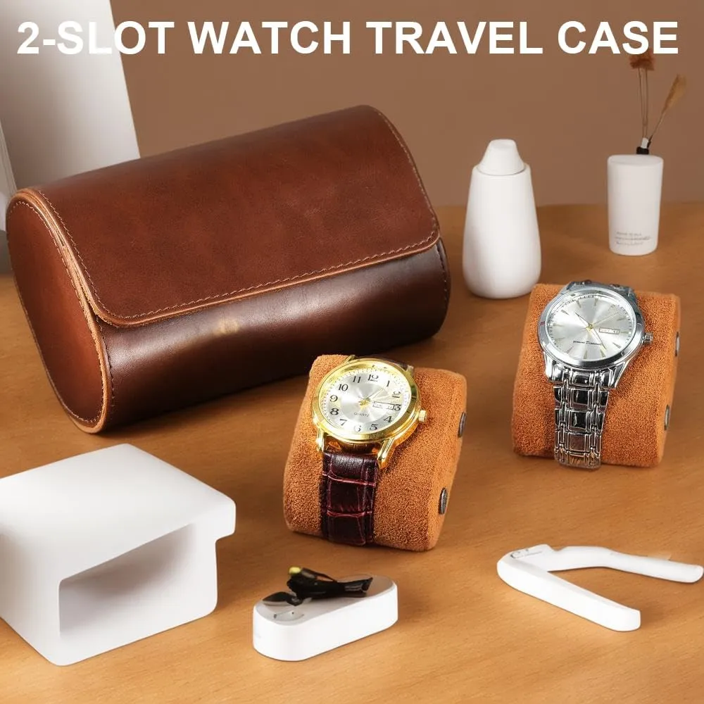 Men and Women, Luxury Leather Portable Watch Box Organizer for Home Storage, Travel and Display 2 nonporous artificial foothill luminous astound synchronize Watch Travel Case for 
