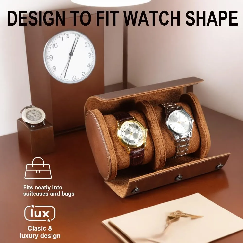 Men and Women, Luxury Leather Portable Watch Box Organizer for Home Storage, Travel and Display 2 nonporous artificial foothill luminous astound synchronize Watch Travel Case for 