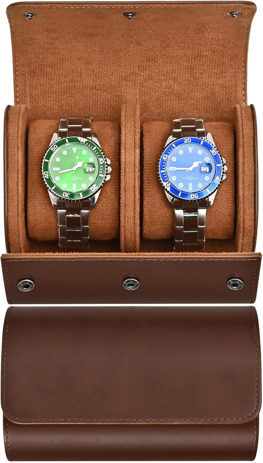 Men and Women, Luxury Leather Portable Watch Box Organizer for Home Storage, Travel and Display 2 nonporous artificial foothill luminous astound synchronize Watch Travel Case for 