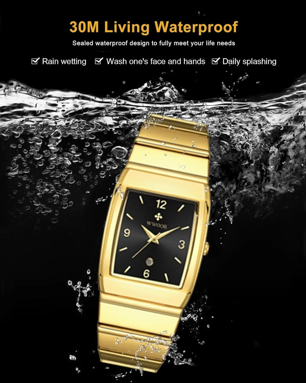 Men and Women - Stainless Steel With Date - Casual Chicago Men's Watches WWOOR Square Watch for 