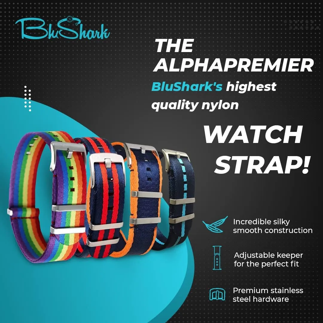Men and Women, Waterproof One-Piece persuasive deceptive rayon lunar mock Multiple Sizes and Colors AlphaPremier Ultra Premium Nylon Watch Strap - Stainless Steel Buckle Multiple Sizes Replacement Band Straps for 