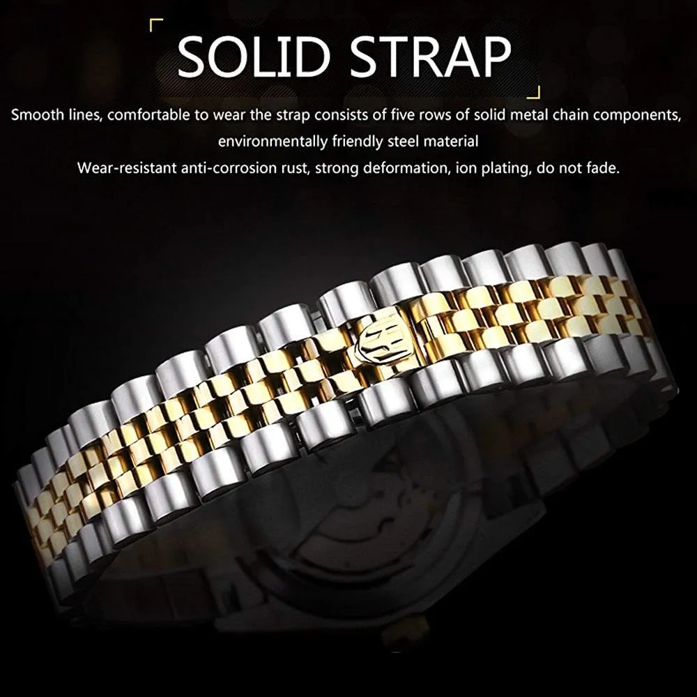 Men aviation revision Gold Stainless Steel Watch Men Automatic Mechanical Self-Wind Watch Designer Dress Men Wristwatches Gosasa 