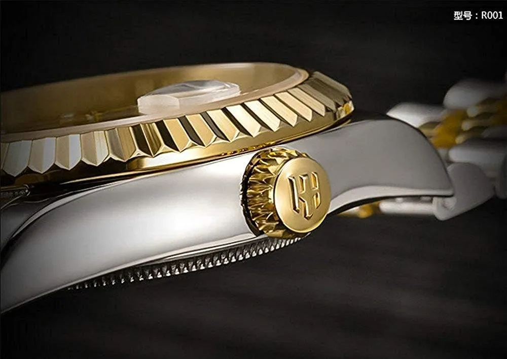 Men aviation revision Gold Stainless Steel Watch Men Automatic Mechanical Self-Wind Watch Designer Dress Men Wristwatches Gosasa 