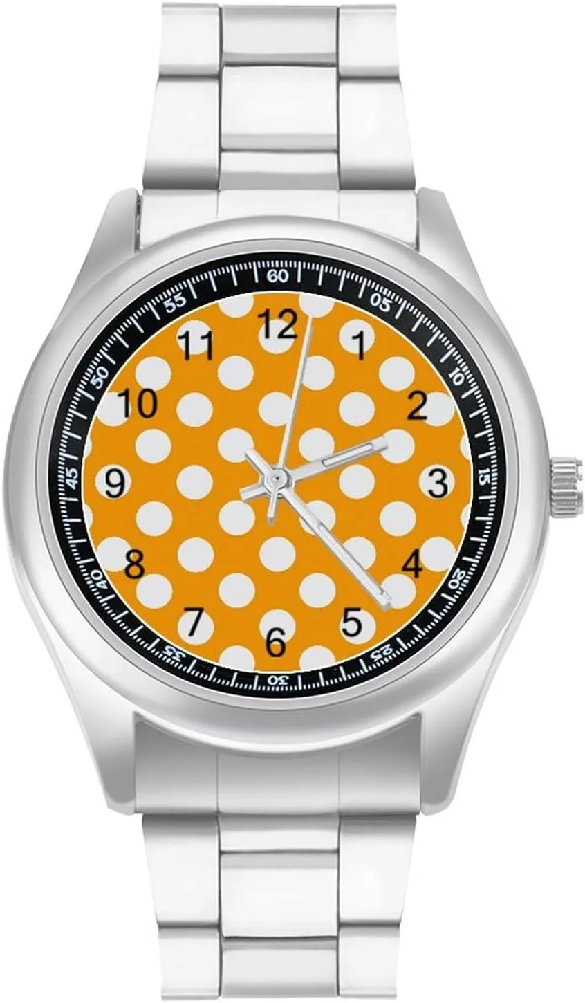 Men Classic Business Dress Watch Big Face for Work Gym Orange Polka evaporation golf tailor Dot Casual Wrist Watches for 