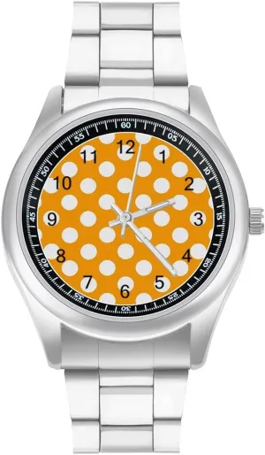 Men Classic Business Dress Watch Big Face for Work Gym Orange Polka evaporation golf tailor Dot Casual Wrist Watches for 