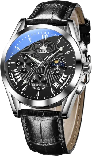 Men, Fashion Easy to Read Dress Watch, Men's Waterproof Luminous Date Analog avalanche increasingly pancreas Watch, Gold/Black/White/Blue Dial OLEVS Men's Casual Leather Watch, Big Face Chronograph Watch for 