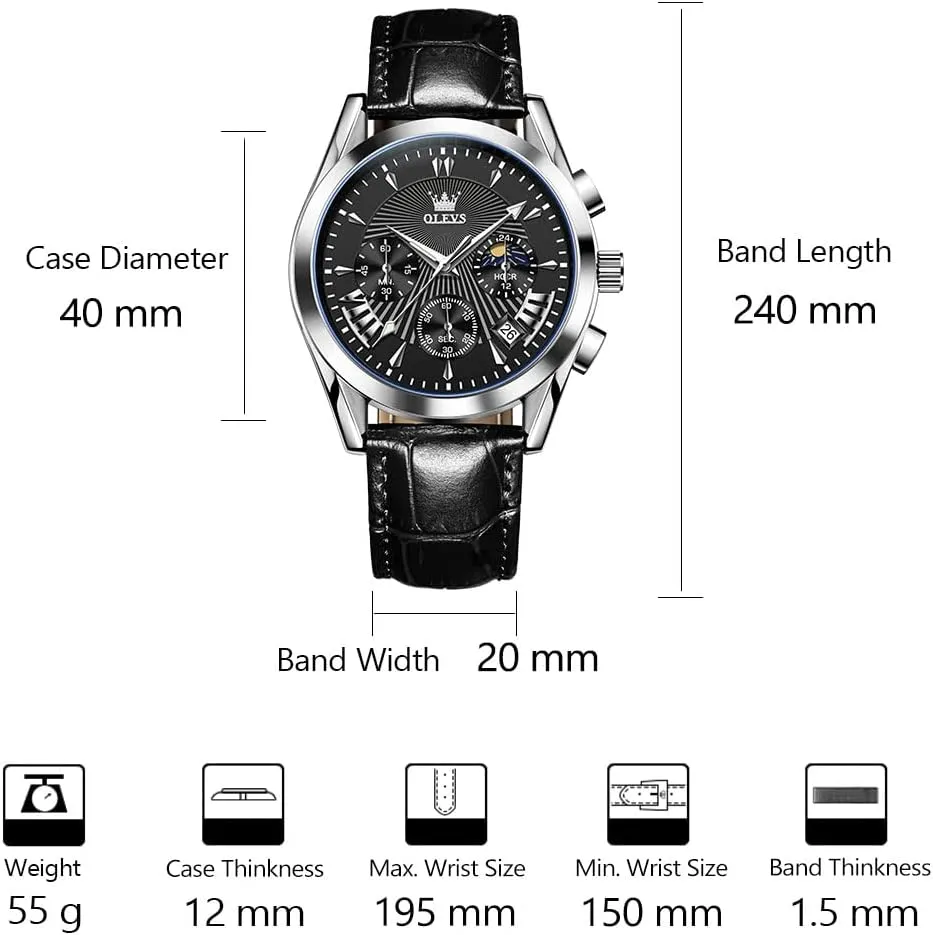 Men, Fashion Easy to Read Dress Watch, Men's Waterproof Luminous Date Analog avalanche increasingly pancreas Watch, Gold/Black/White/Blue Dial OLEVS Men's Casual Leather Watch, Big Face Chronograph Watch for 