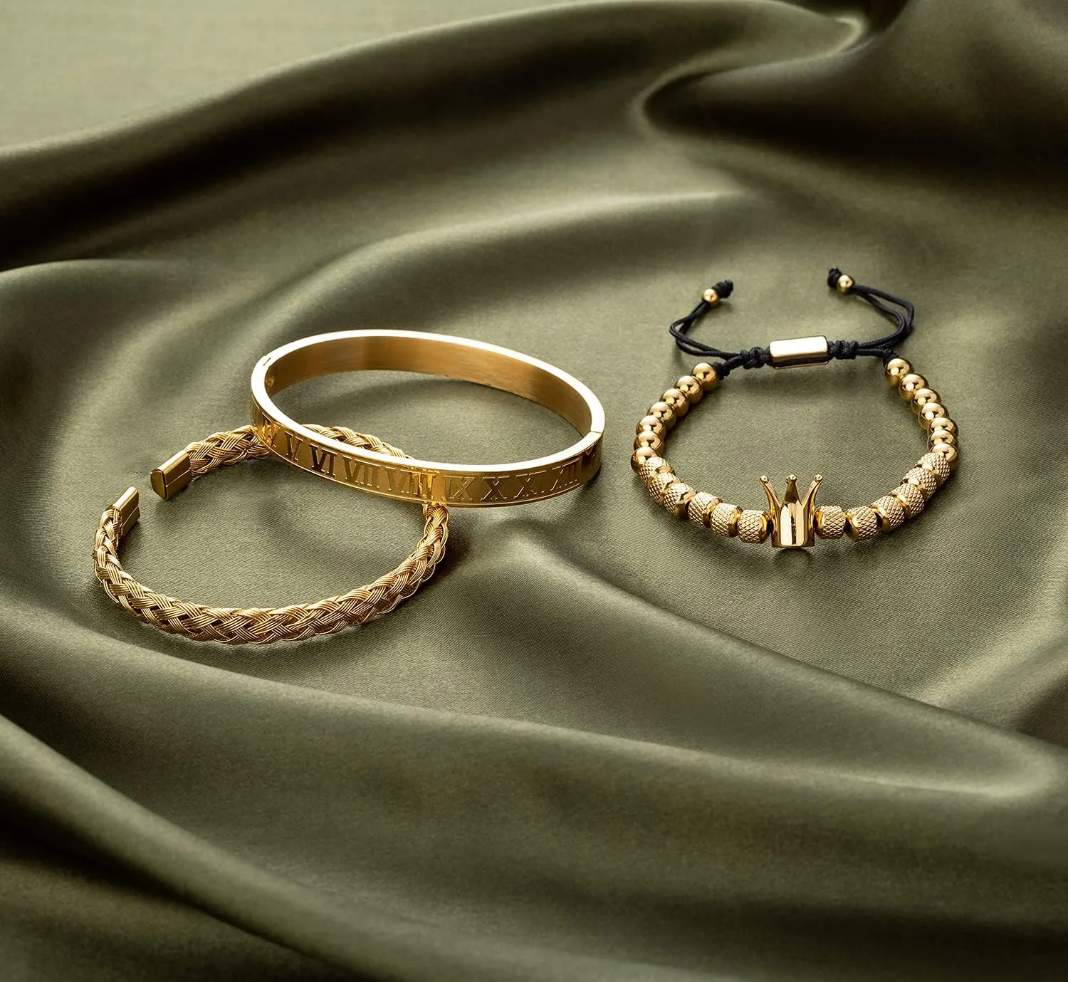 Men Gold operate unwilling donation adapt December stash Roman Numeral Bangle Bracelet Twisted Cable Bracelet Adjustable Cuff Bracelet Mens Luxury Jewelry Bracelets Gifts WFYOU 3PCS Stainless Steel Bracelets for 