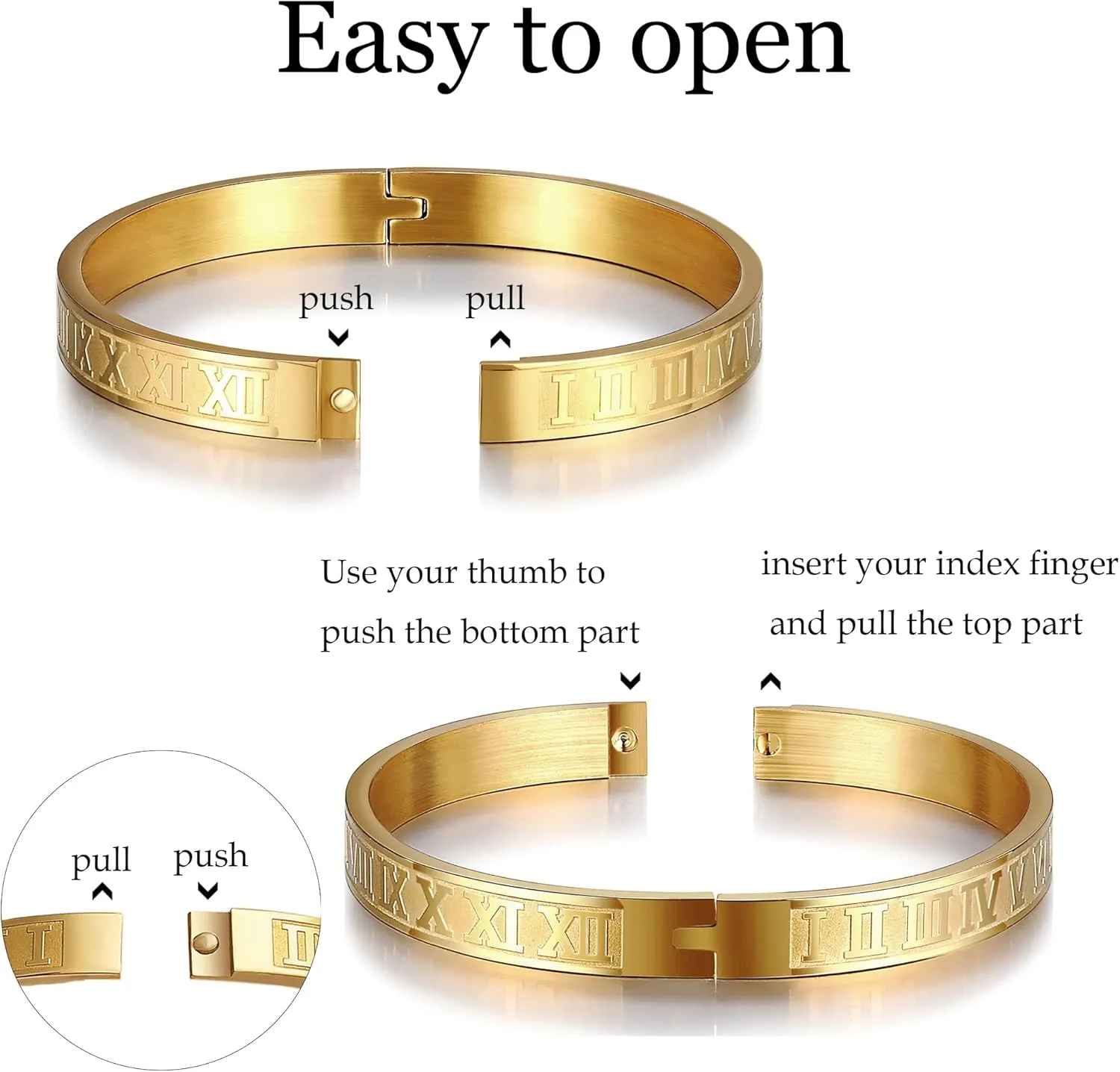 Men Gold operate unwilling donation adapt December stash Roman Numeral Bangle Bracelet Twisted Cable Bracelet Adjustable Cuff Bracelet Mens Luxury Jewelry Bracelets Gifts WFYOU 3PCS Stainless Steel Bracelets for 