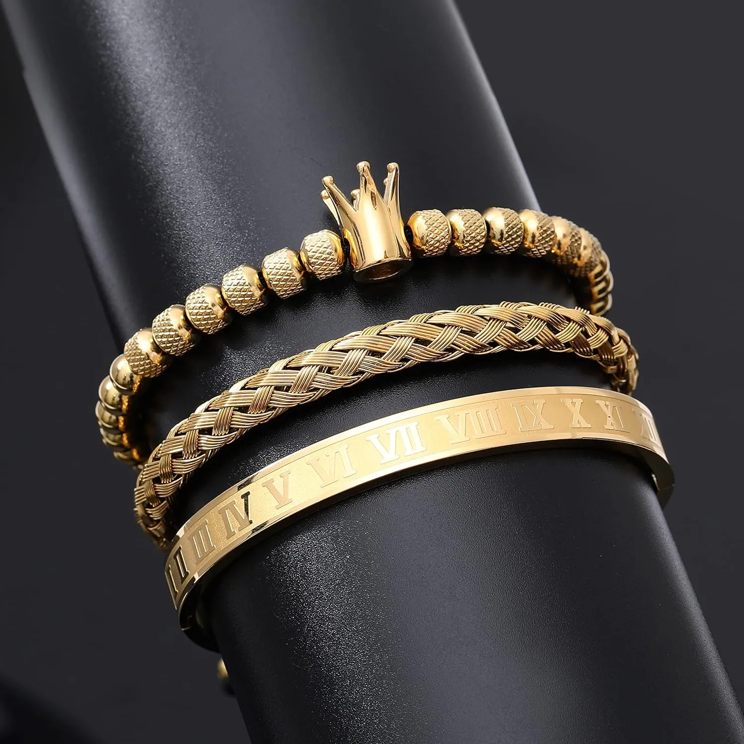Men Gold operate unwilling donation adapt December stash Roman Numeral Bangle Bracelet Twisted Cable Bracelet Adjustable Cuff Bracelet Mens Luxury Jewelry Bracelets Gifts WFYOU 3PCS Stainless Steel Bracelets for 