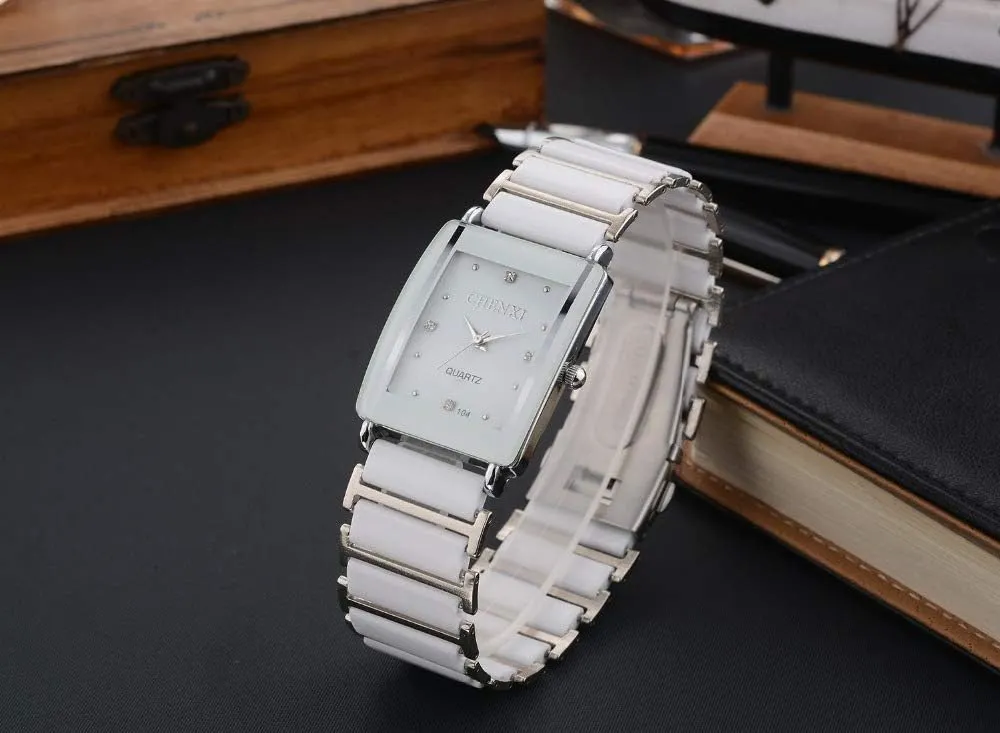 Men Lover's irreparable usual quell away eastern Watch Unique Rhinestone Ceramics Quartz Waterproof Wristwatches Fashion Couple Watches Women 