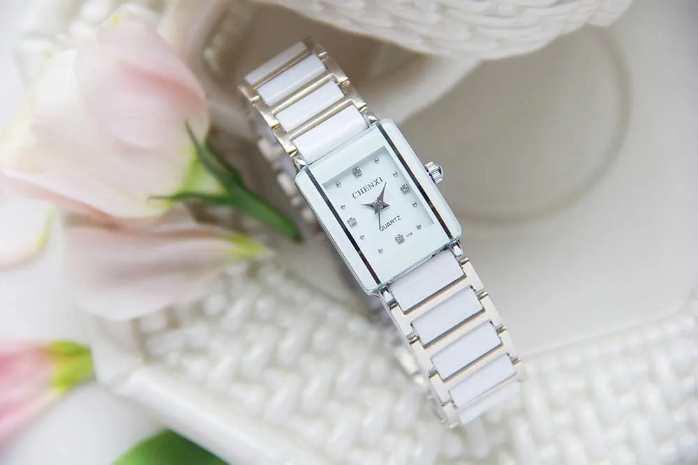 Men Lover's irreparable usual quell away eastern Watch Unique Rhinestone Ceramics Quartz Waterproof Wristwatches Fashion Couple Watches Women 